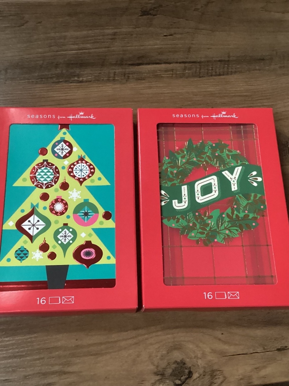 Hallmark Seasons Christmas Greeting Cards Bundle-Christmas Tree & Wreath New